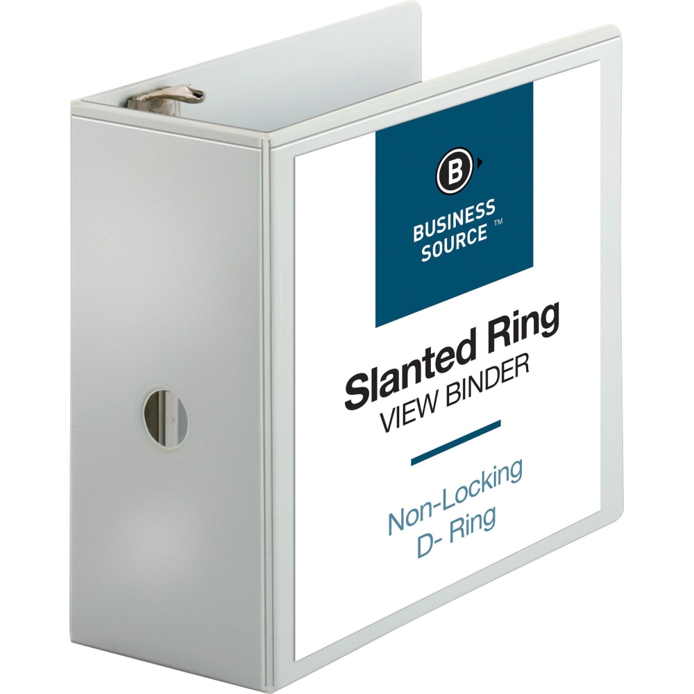 Business Source Basic View 3-Ring Binder, 5in D-Rings, White MPN:28445