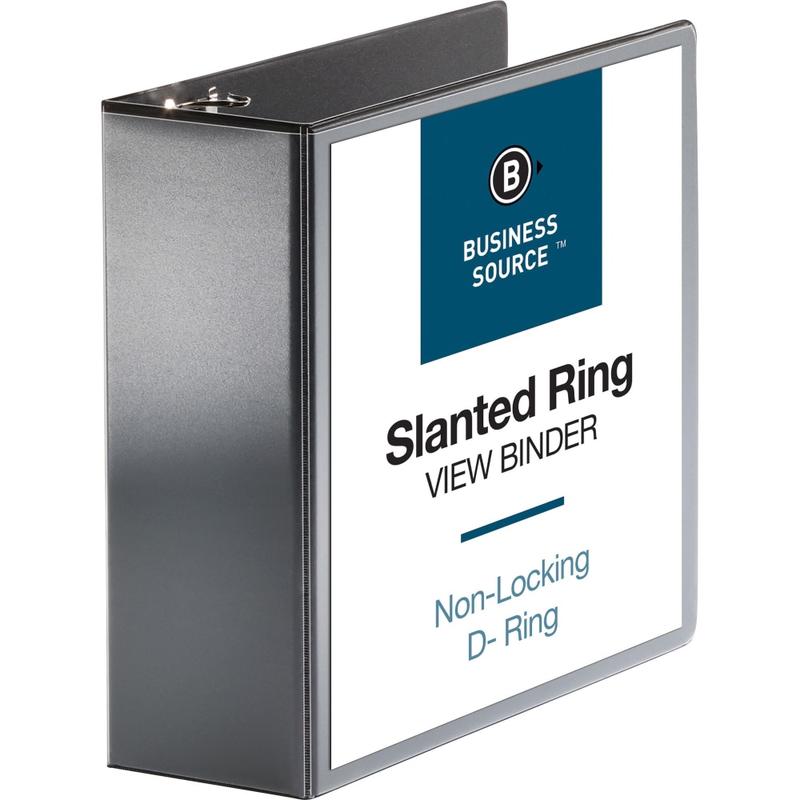 Business Source Basic D-Ring View Binders - 4in Binder Capacity - Letter - 8 1/2inx11in Sheet Size - D-Ring Fastener(s) - Polypropylene - Black - 1/Each MPN:28450