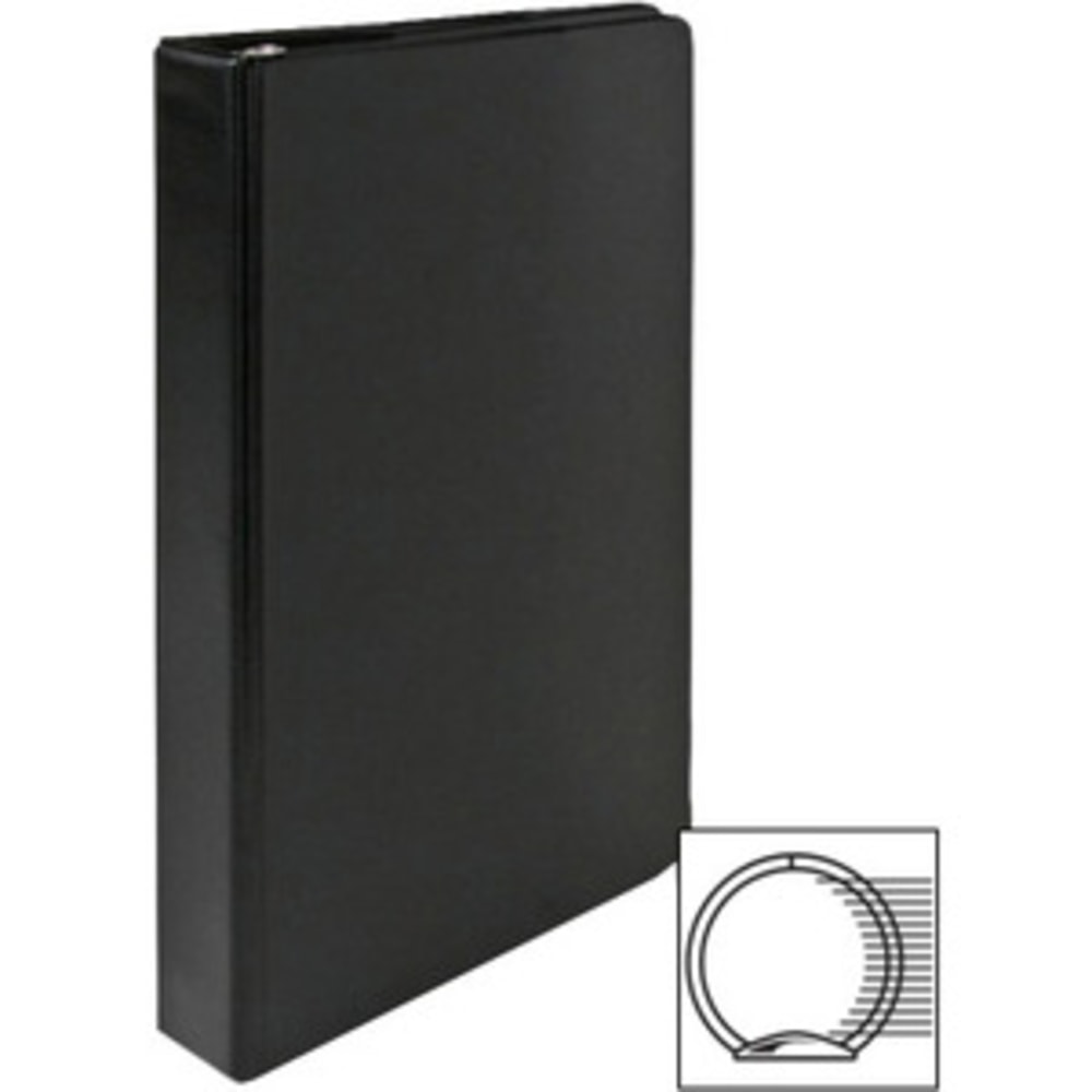 Business Source Basic 3-Ring Binder, 1in Round Rings, Black, 28523 MPN:28523