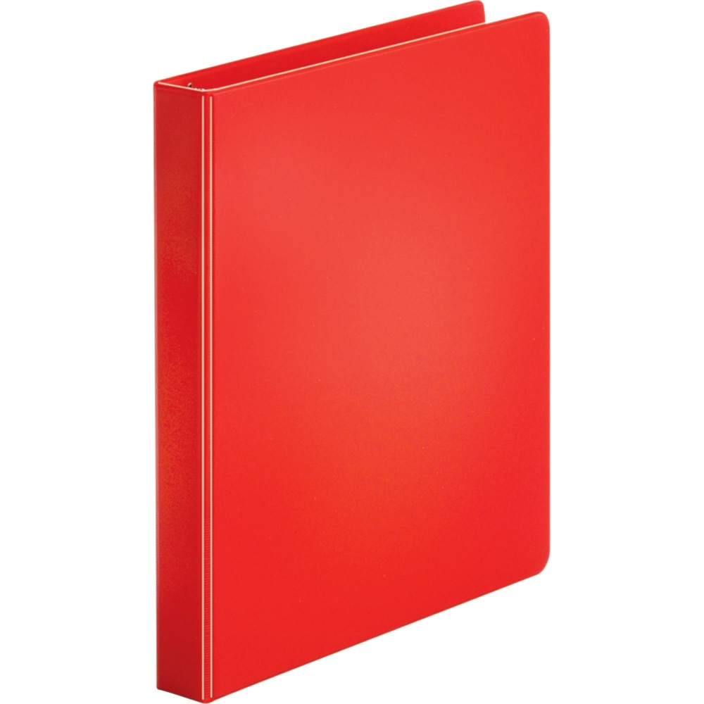 Business Source Basic 3-Ring Binder, 1in Round Rings, Red MPN:28550