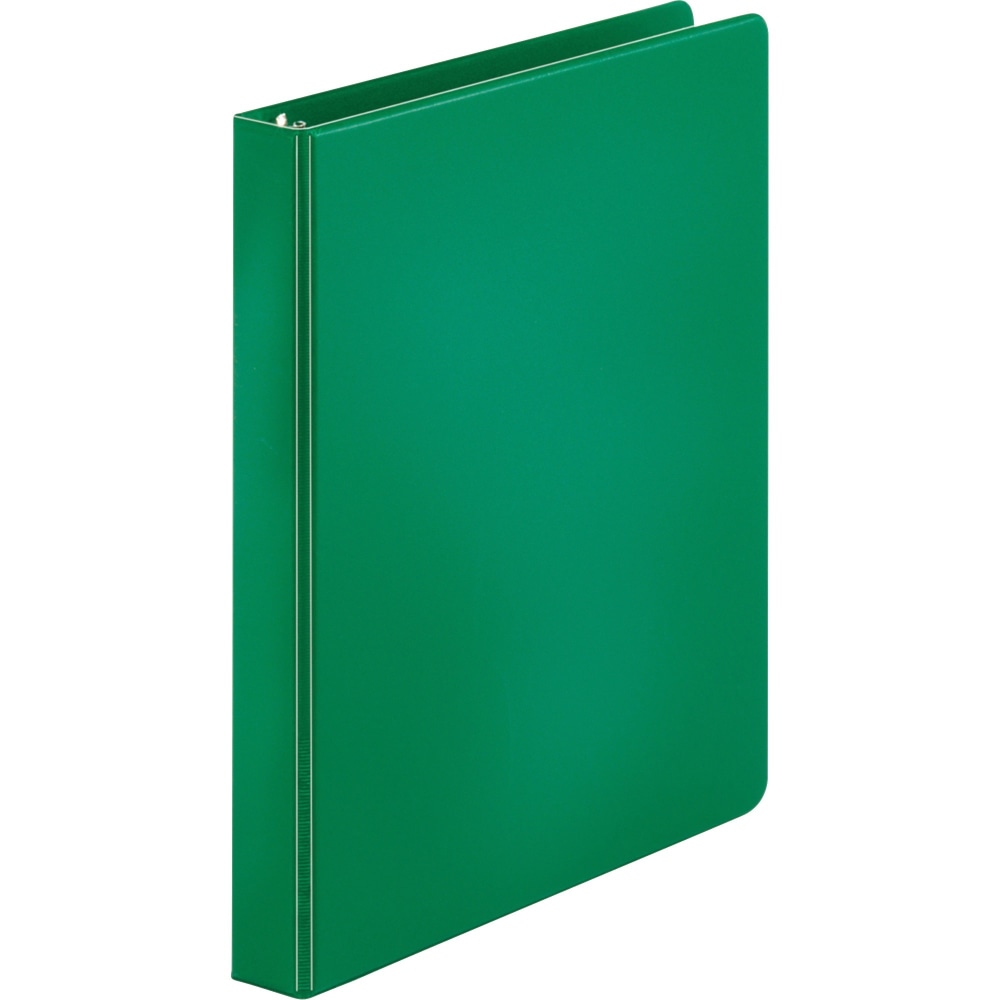 Business Source Basic 3-Ring Binder, 1in Round Rings, Green MPN:28556