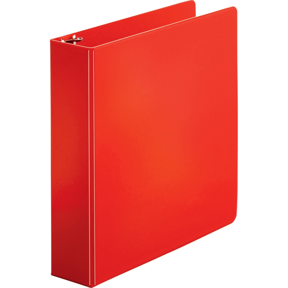 Business Source Basic 3-Ring Binder, 2in Round Rings, Red MPN:28660