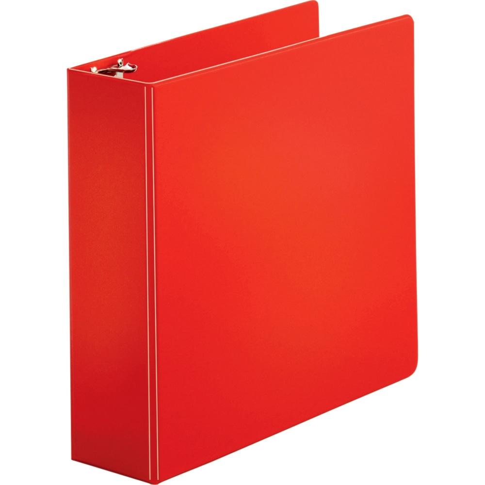 Business Source Basic Round Ring Binders - 3in Binder Capacity - Round Ring Fastener(s) - Vinyl - Red - 1.68 lb - Recycled - 1 / Each MPN:28770