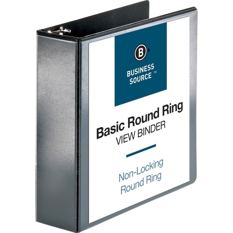 Business Source View 3-Ring Binder, 3in Round Rings, Black MPN:09958