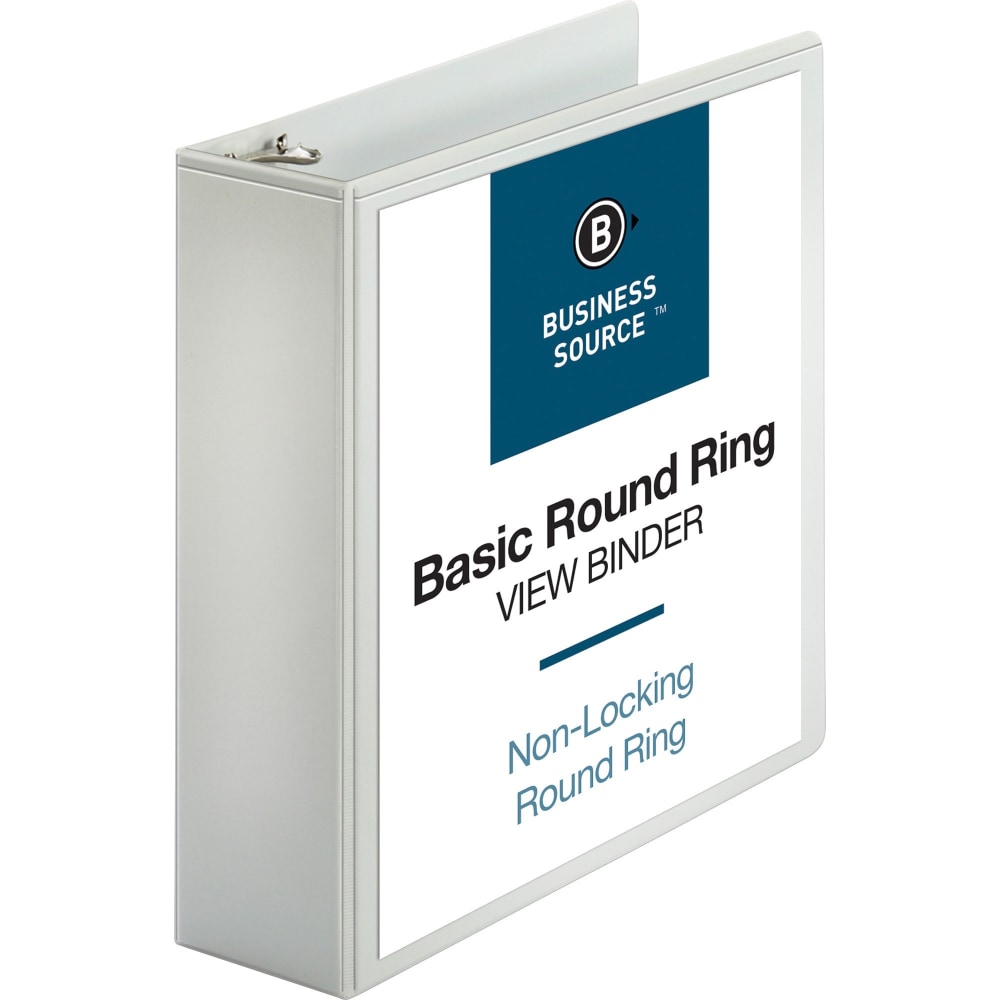 Business Source View 3-Ring Binder, 3in Round Rings, White MPN:09959