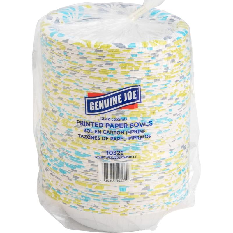 Genuine Joe 12 oz Paper Bowls - Disposable - Multi - 125 / Pack MPN:10322