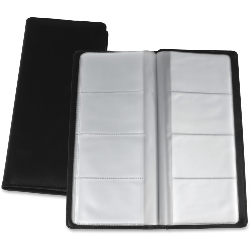 Lorell Business Card Storage Holder, 0.8inH x 4.4inW x 9inD, Vinyl, Plastic, Black, Clear MPN:01031