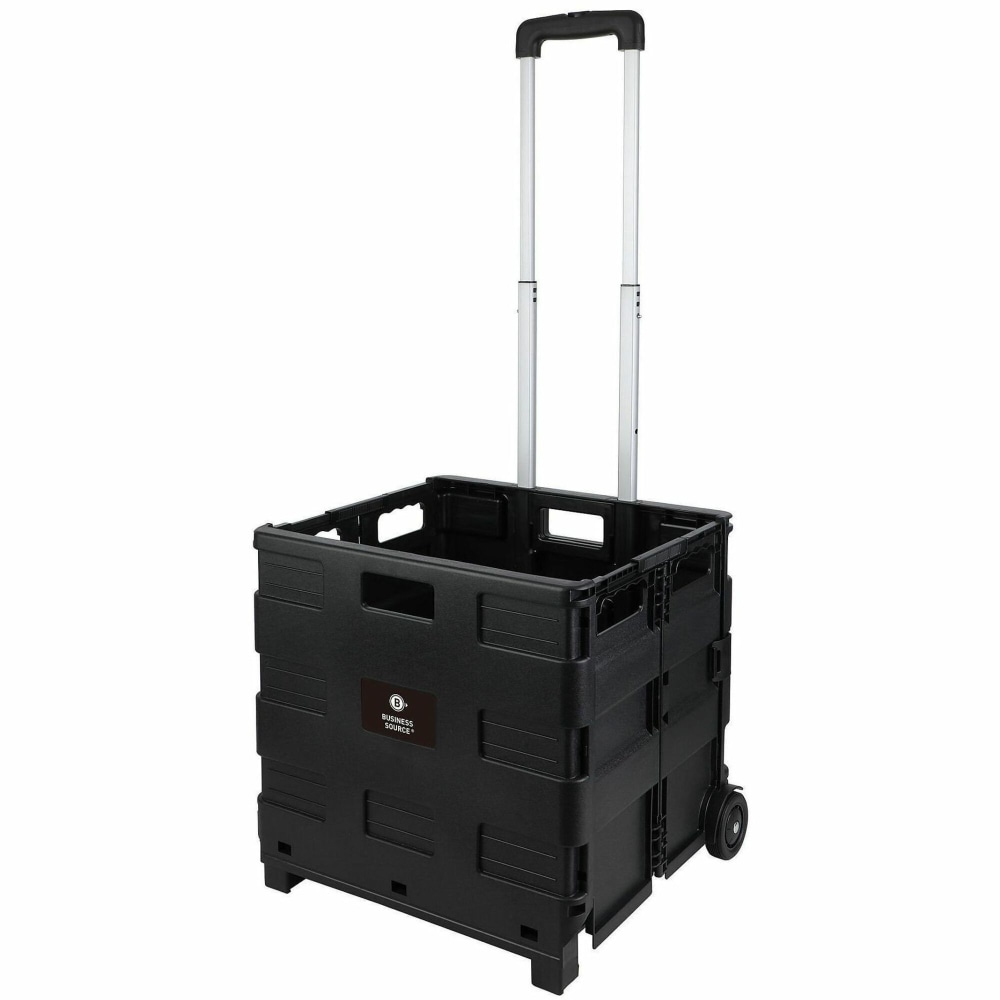 Business Source Stow-and-Go Mobile Storage Crate, 18 1/4inW x 15inD x 39 2/5inH, Black, 14111 MPN:14111