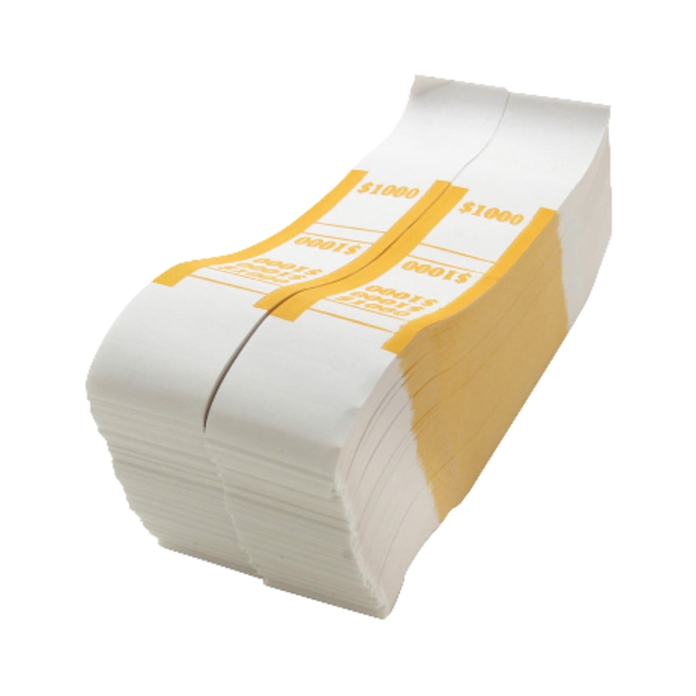 Sparco Kraft Paper ABA Bill Straps, $1, 000, White/Yellow, Box Of 1, 000 MPN:BS1000WK