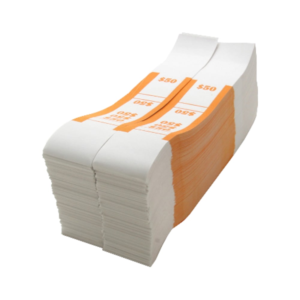 Sparco White Kraft ABA Bill Straps, $50, Orange/White, Box Of 1, 000 MPN:BS50WK