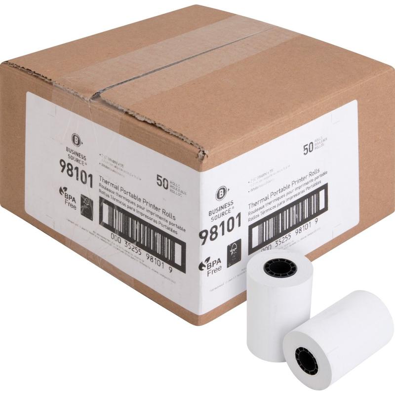Business Source Receipt Paper, 2 1/4in x 55ft, FSC Certified, Carton Of 50 Rolls MPN:98101