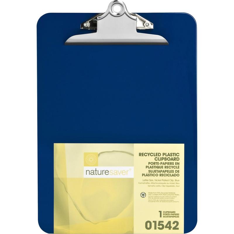 Nature Saver Plastic Clipboards, 8 1/2in x 12in, 100% Recycled, Blue MPN:01542