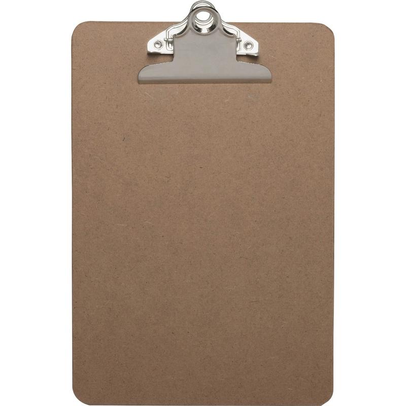 Business Source Mini Clipboard with Standard Metal Clip - Standard - 6in x 9in Sheet Size - Hardboard - Brown - 1 Each MPN:16506