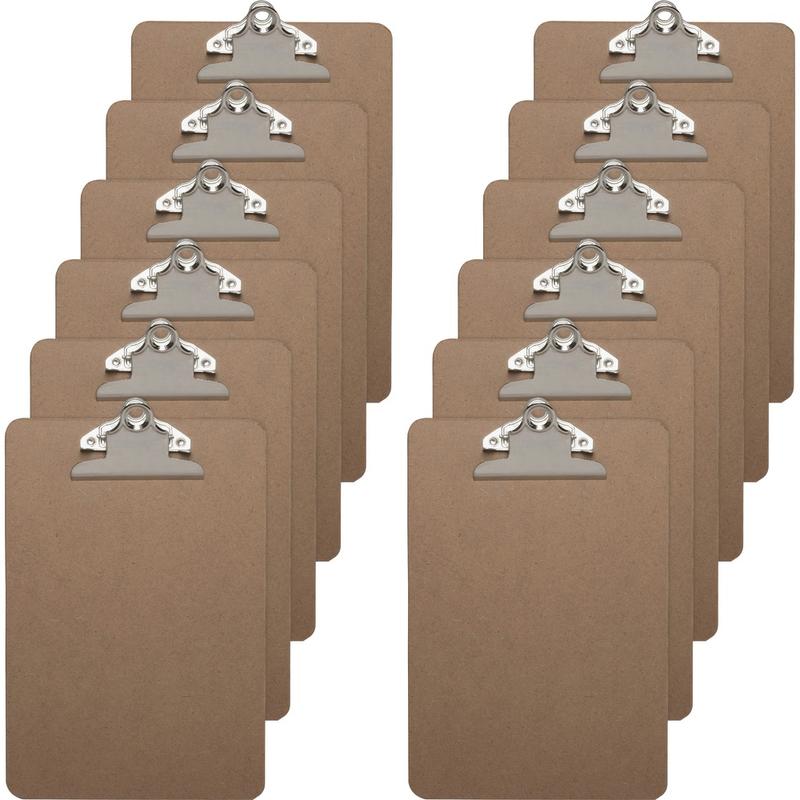 Business Source Standard Clipboards, 5in x 8in, Brown, Set Of 12 Clipboards MPN:16506BX
