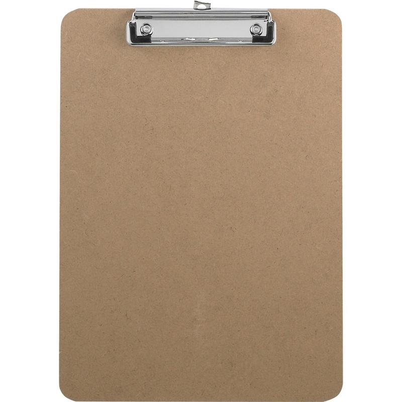 Business Source Flat Clip Clipboard - 9in x 12 1/2in Sheet Size - Hardboard - Brown - 1 Each MPN:16508