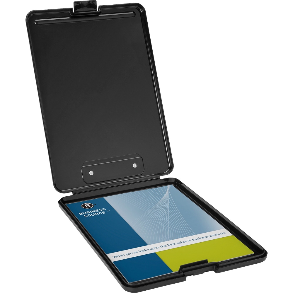 Business Source Storage Clipboard - 8 1/2in x 11in Sheet Size - Plastic - Black - 1 Each MPN:37513