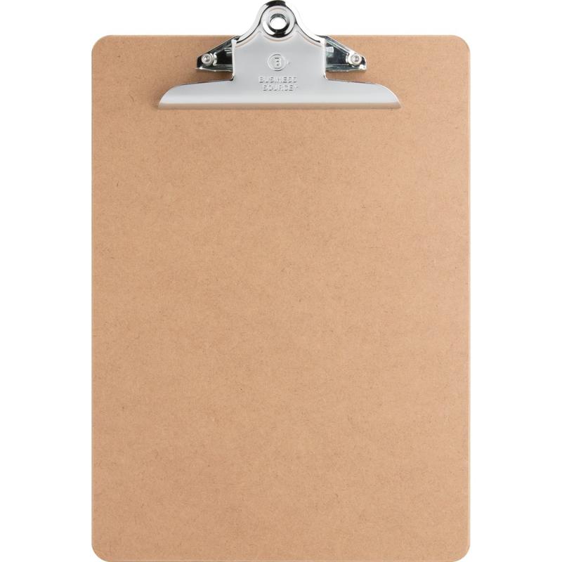 Business Source Hardboard Clipboard - Standard - 9in x 12 1/2in Sheet Size - Hardboard - Brown - 1 Each MPN:65637