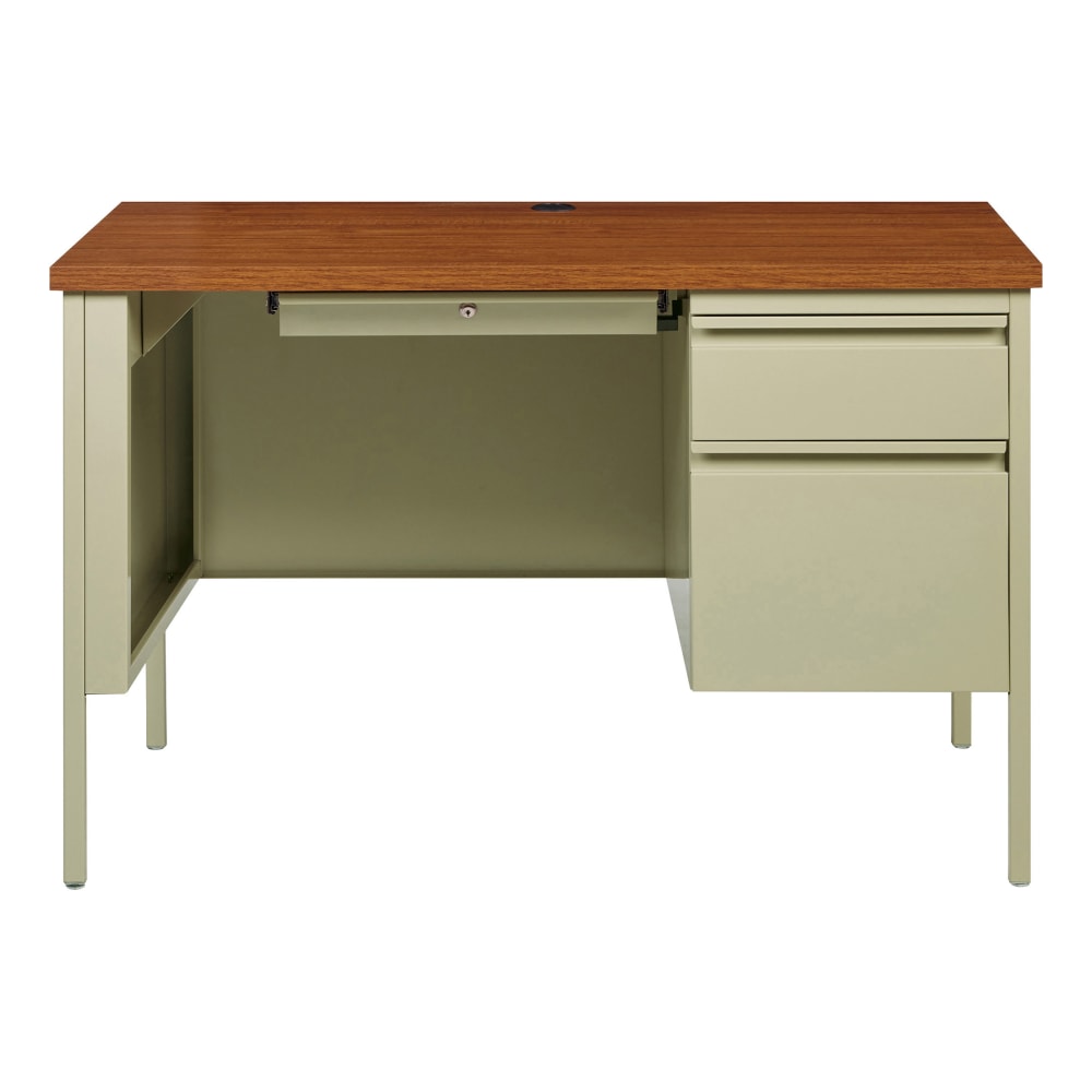 Lorell Fortress Steel 46inW Right-Pedestal Computer Desk, Oak/Putty MPN:LLR66947