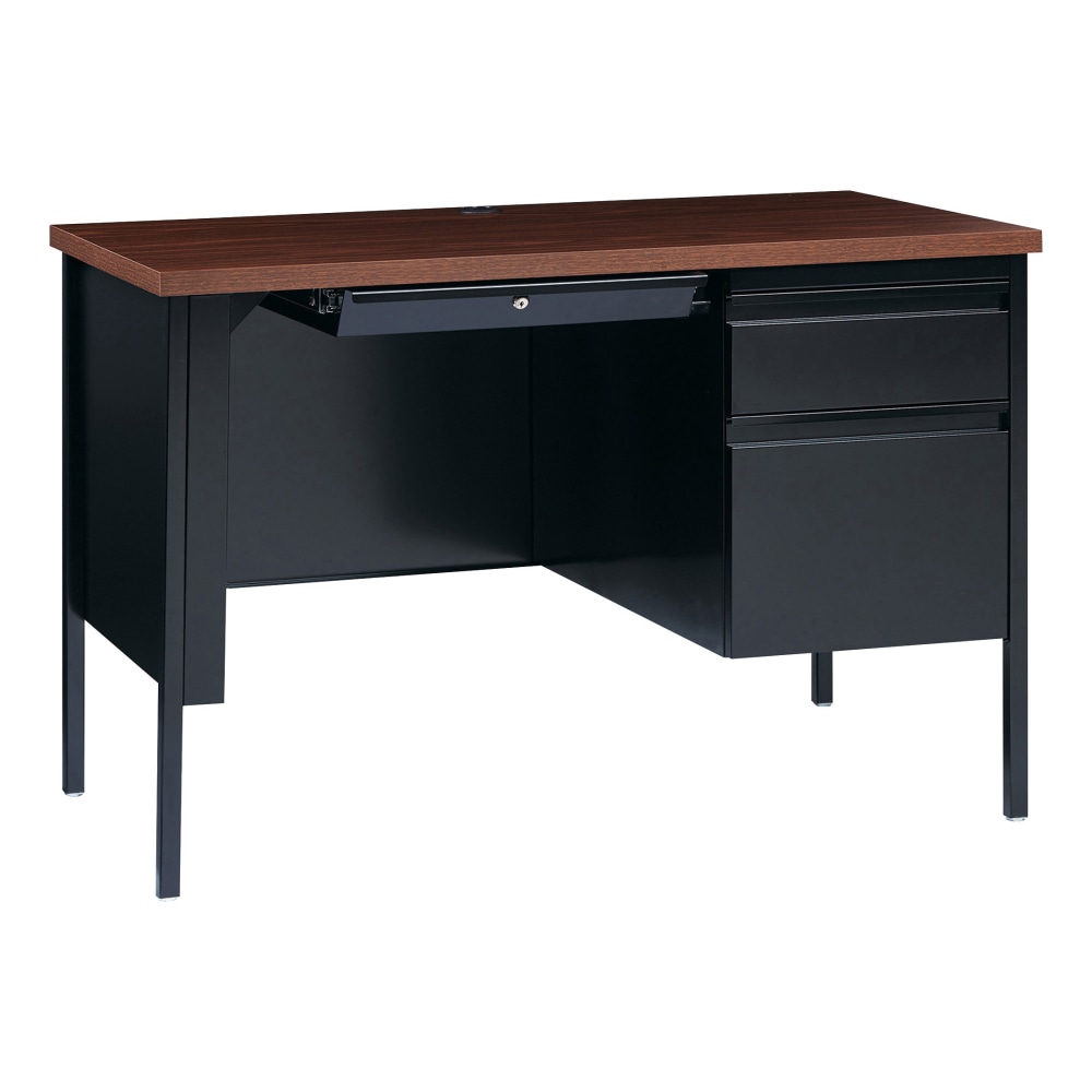 Lorell Fortress 46inW Right-Pedestal Computer Desk, Black/Walnut MPN:LLR66948