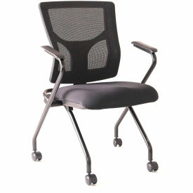 Lorell® Conjure Mesh Training Chairs with Fixed Arms Fabric Black Pkg Qty 2 LLR62019