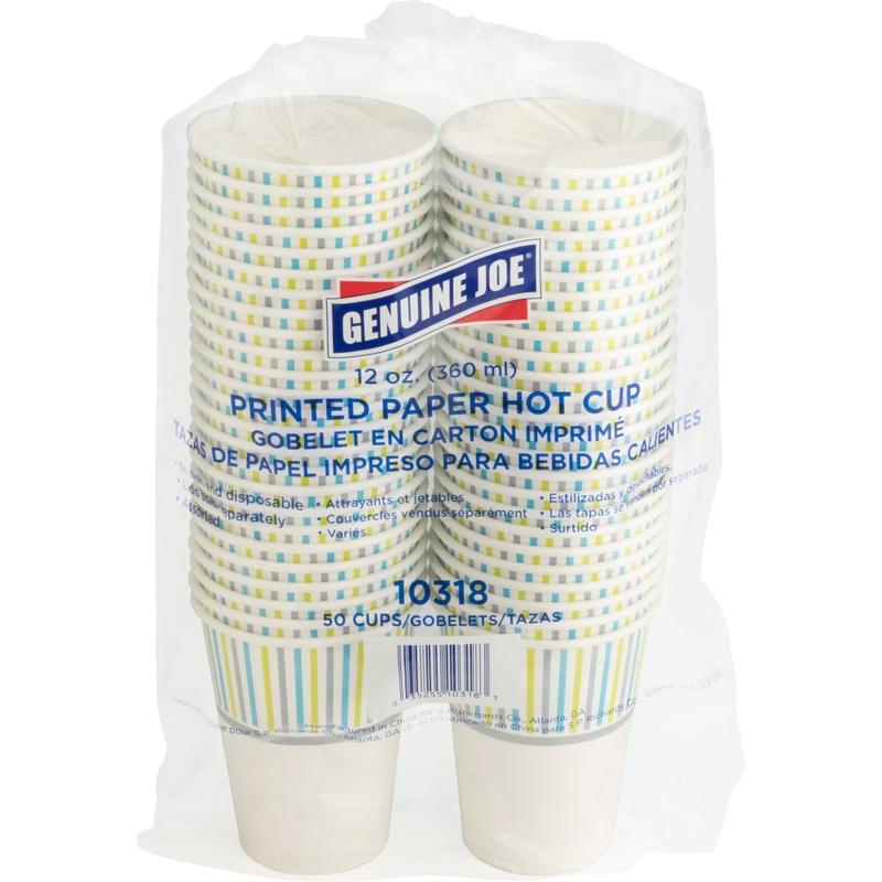 Genuine Joe Hot Cup - 50 / Pack - Assorted - Paper - Hot Chocolate, Cappuccino, Tea, Coffee, Beverage MPN:10318