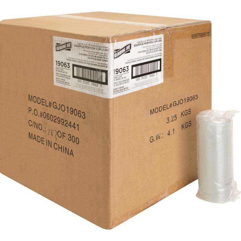 Genuine Joe 2 Oz Portion Cup Lids, Transparent, Case Of 2, 500 Lids MPN:19063