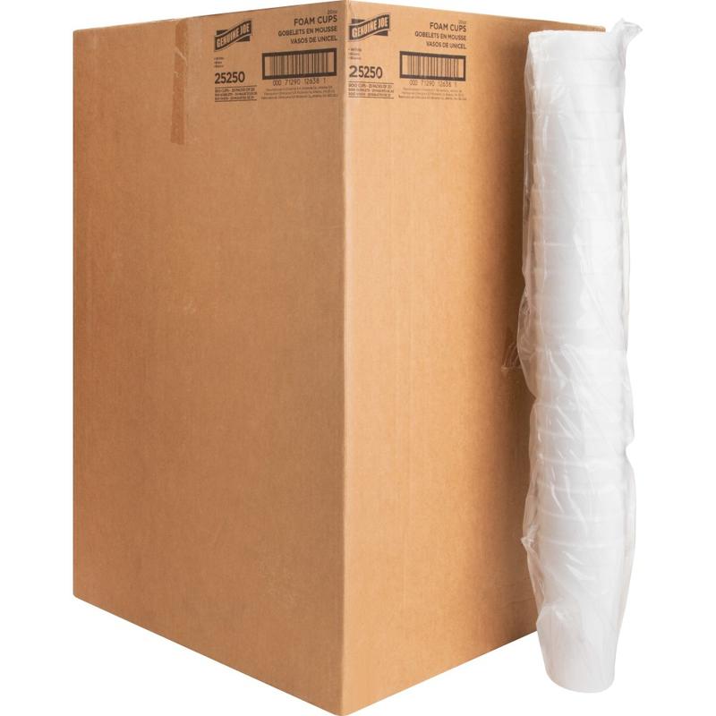 Genuine Joe 20 oz Foam Cups - 20 fl oz - White - Styrofoam - Hot Drink, Cold Drink - 500 / Carton MPN:25250