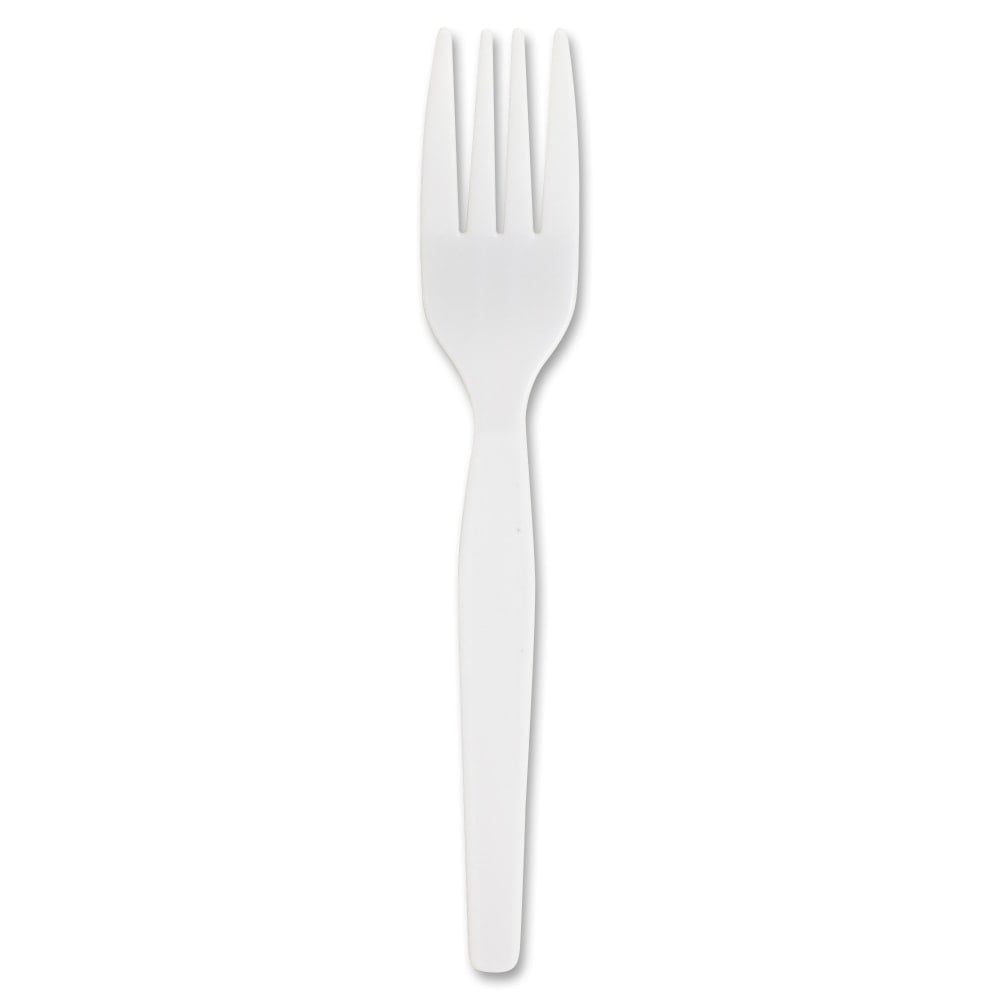 Genuine Joe Heavyweight White Plastic Forks - 100 / Box - 4000 Piece(s) - 4000/Carton - Fork - 4000 x Fork - Disposable - Polystyrene - White MPN:0010430CT