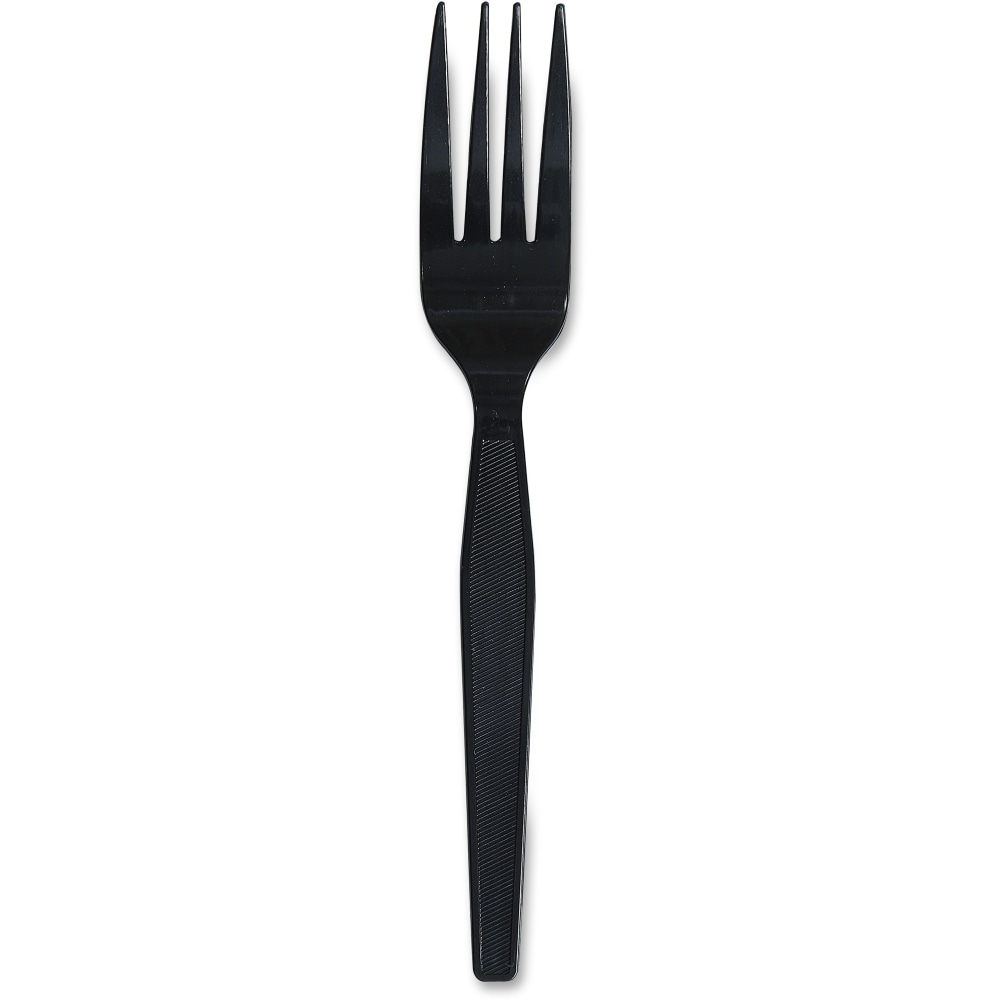 Genuine Joe Heavyweight Fork - 1 Piece(s) - Fork - 1 x Fork - Disposable - Textured - Black - 1000/Carton MPN:30403