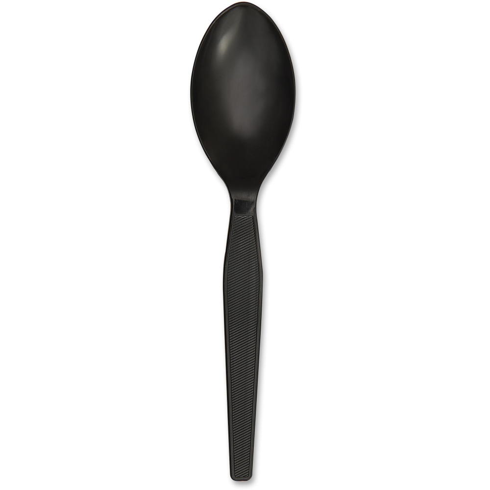 Genuine Joe Heavyweight Spoon - 1 Piece(s) - Spoon - 1 x Spoon - Disposable - Textured - Black - 1000/Carton MPN:30405