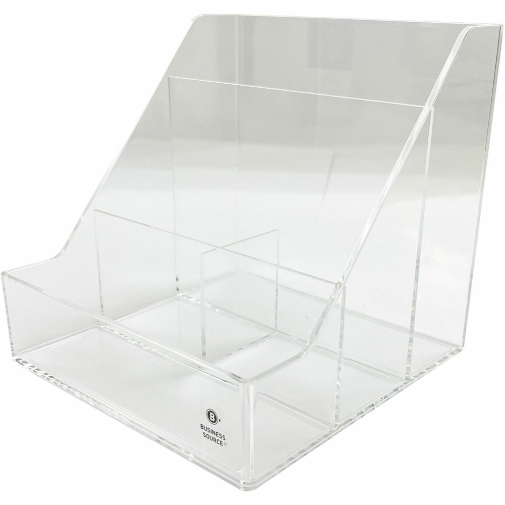 Business Source 4-Compartment Desktop Organizer - 4 Compartment(s) - 5.50in x 5.60inx 5.60in Depth - Desktop - Durable - Clear - Acrylic - 1 Each MPN:11883