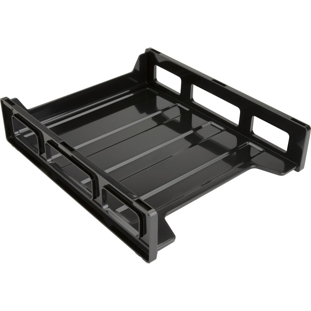 Business Source Front-Load Stackable Letter Tray - Desktop - Stackable - 25% Recycled - Black - Plastic - 1 Each MPN:62884