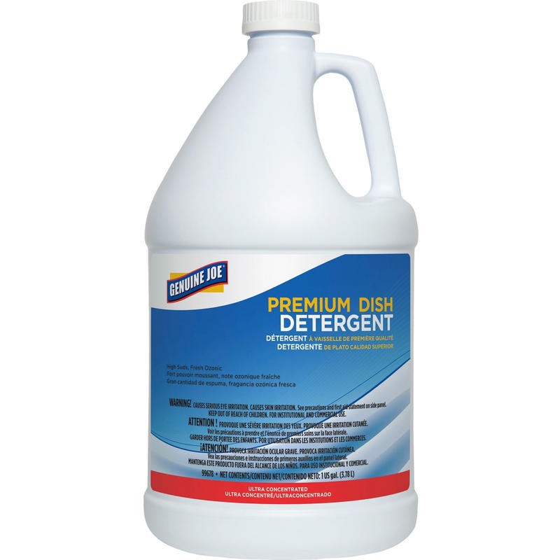 Genuine Joe Premium Dish Detergent - Concentrate - 128 fl oz (4 quart) - Recommended For: Grease Remover - Film-free - Blue - 1 Each MPN:99678