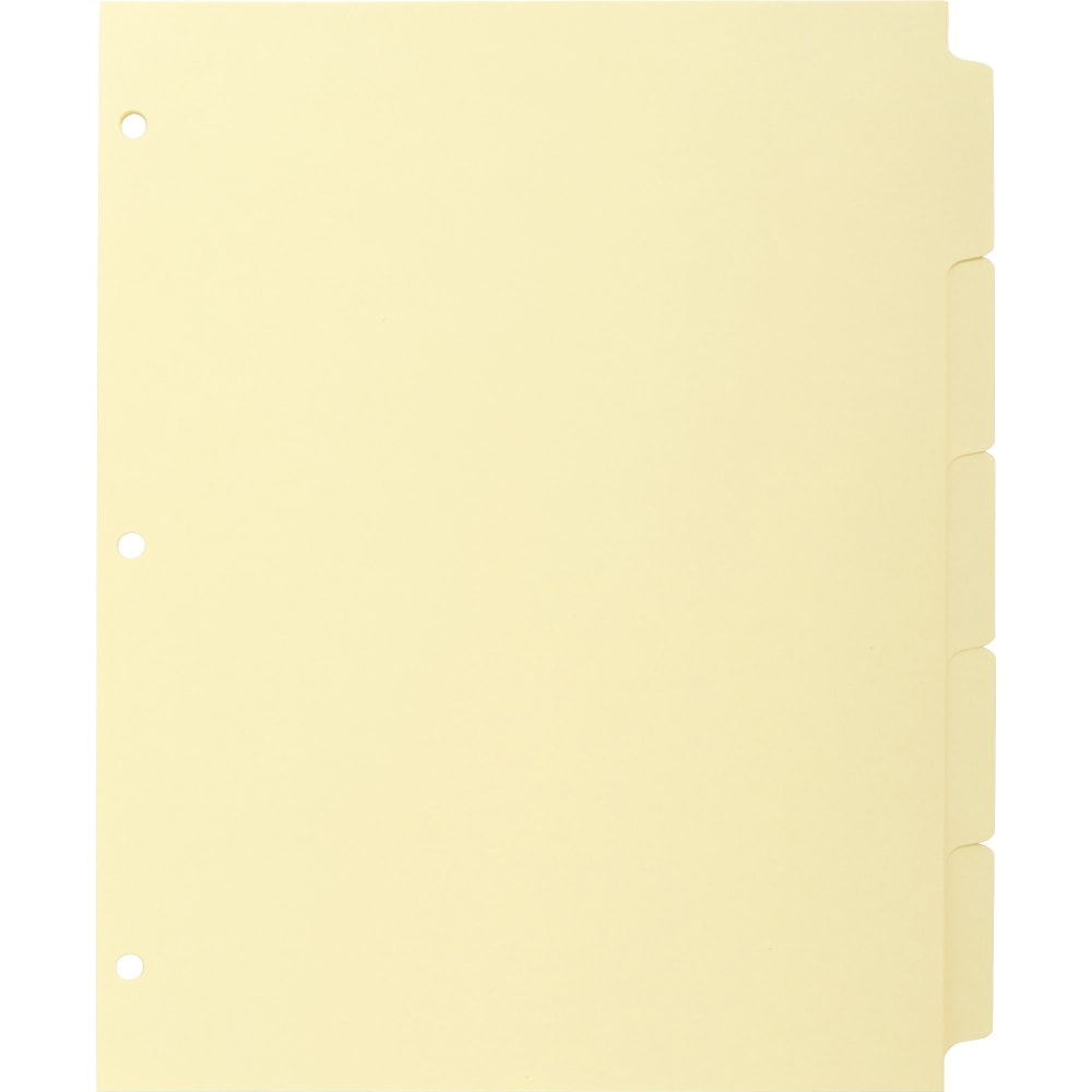 Business Source Mylar-reinforced Plain Tab Indexes - 5 Write-on Tab(s) - 8.5in Dividerx 11in Divider - Letter - 3 Hole Punched - Canary Tab(s) - 36/Box MPN:16480