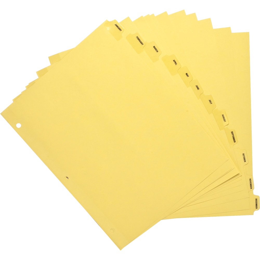 Sparco Monthly Clear Plastic Index Dividers, 8 1/2in x 11in, January-December, Buff MPN:01807