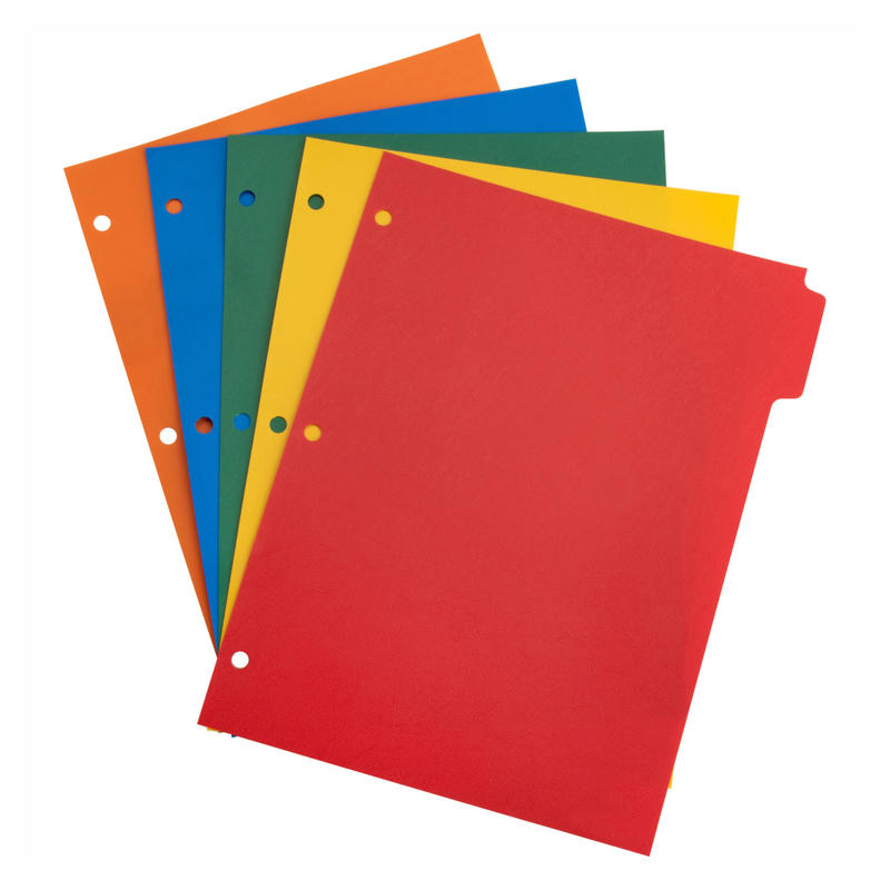 Sparco Non-Insertable Poly Indexes, 8 1/2in x 11in, 5-Tab, Assorted Colors MPN:01809