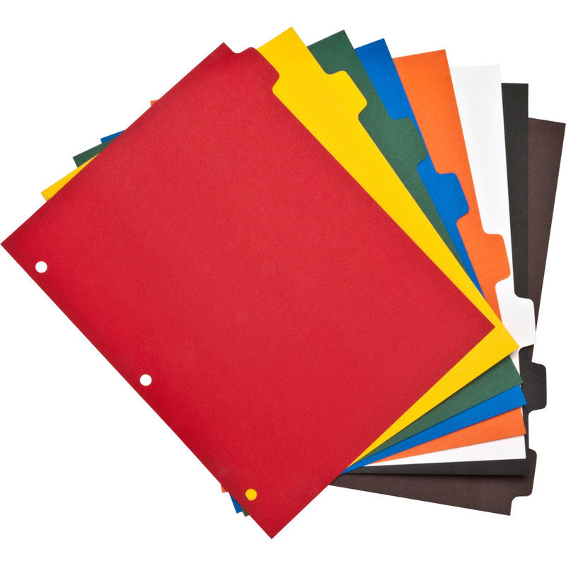 Sparco Non-Insertable Poly Indexes, 8 1/2in x 11in, 8-Tab, Assorted Colors MPN:01810