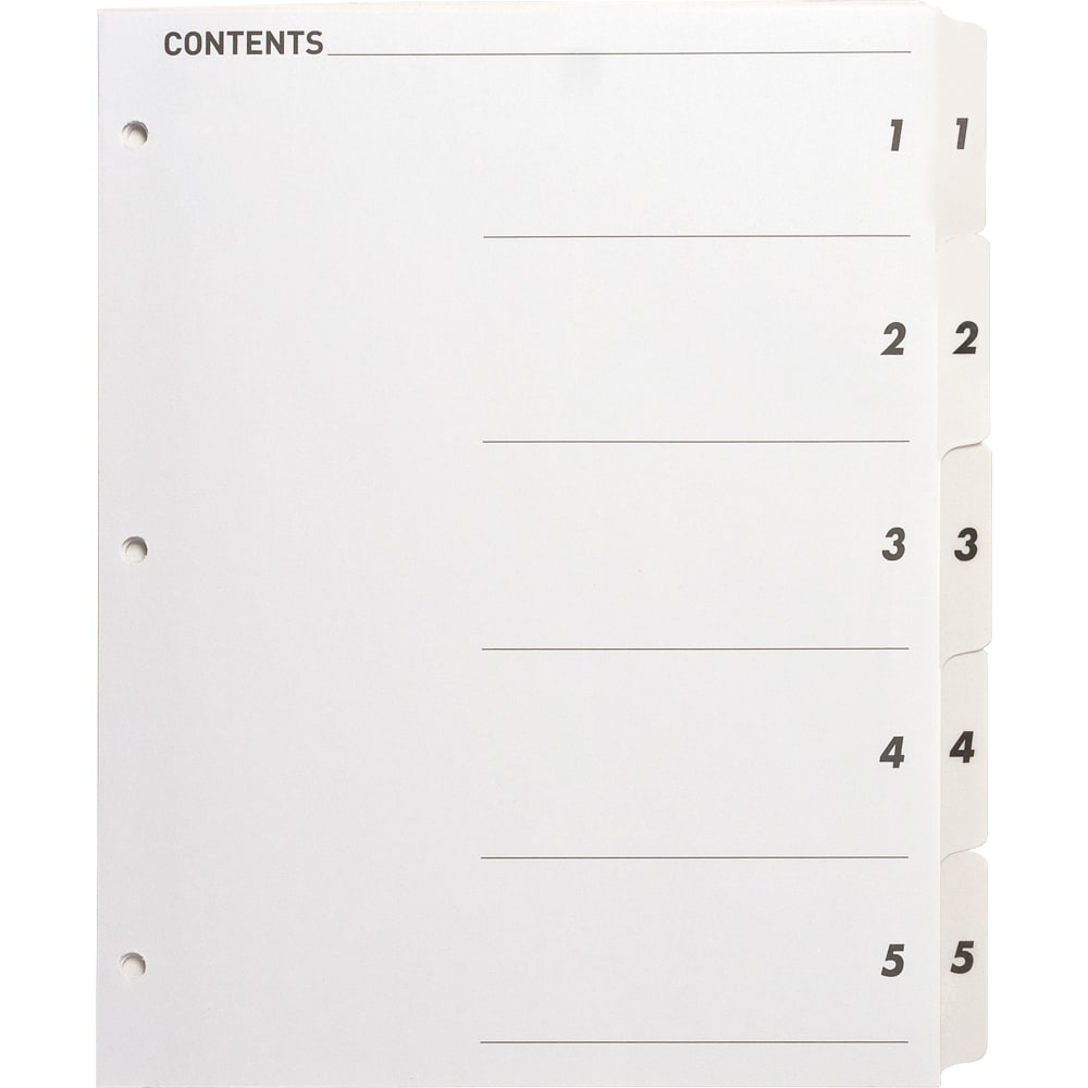Sparco Quick Index Dividers With Table Of Contents Page, 1-5, White MPN:05852