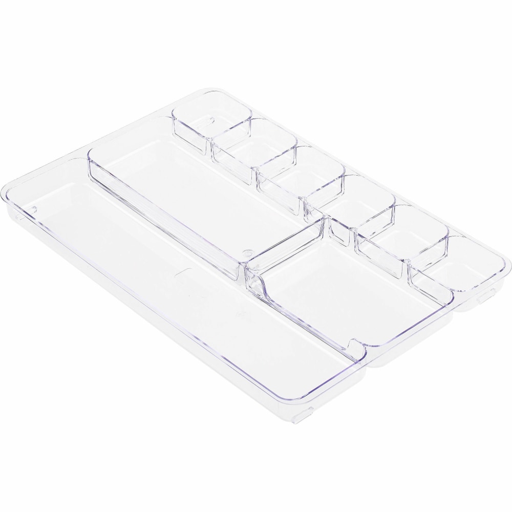 Lorell Drawer Tray Organizer - 9 Compartment(s) - 1.18in Height x 9.13in Width x 13.98in Length - Clear - Plastic - 1 Each MPN:60007