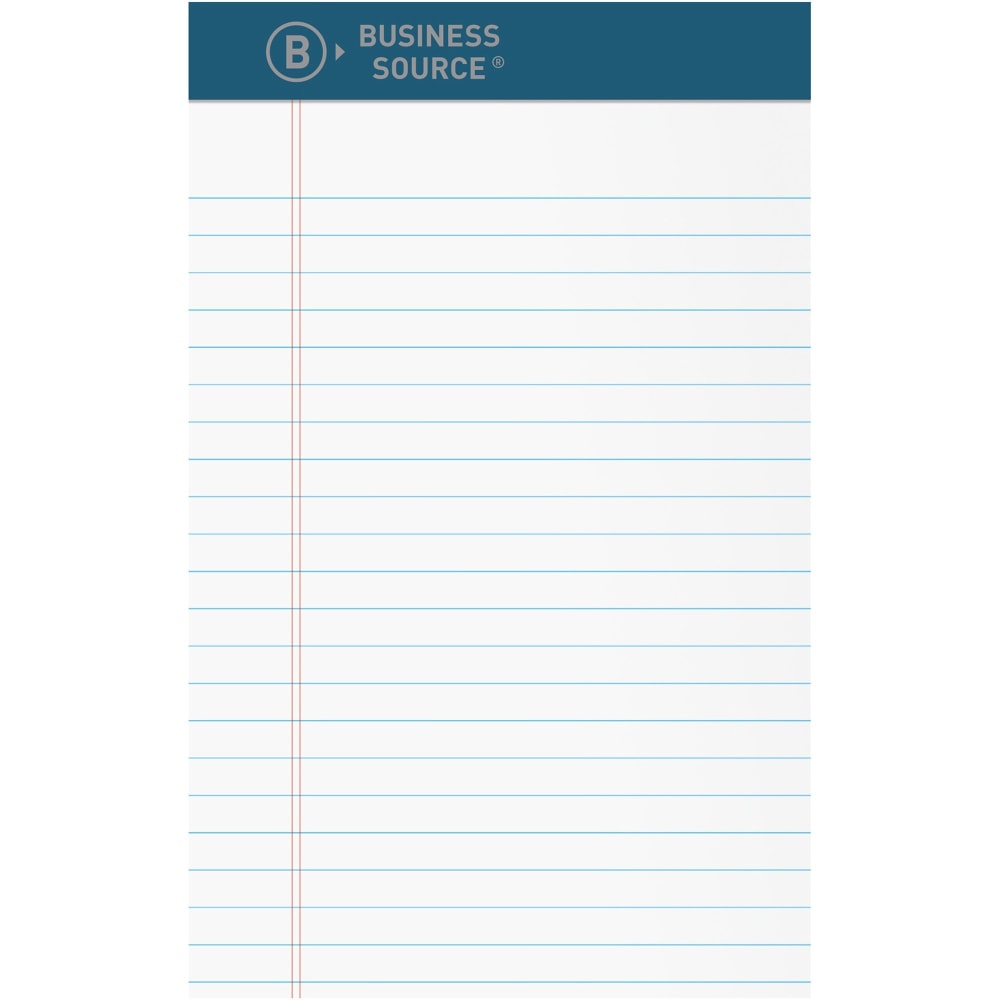 Business Source Premium Writing Pad - 50 Sheets - 0.20in Height x 5in Width x 8in Length - White Paper - Tear Proof, Sturdy Back, Bleed-free - 1 Dozen MPN:03105