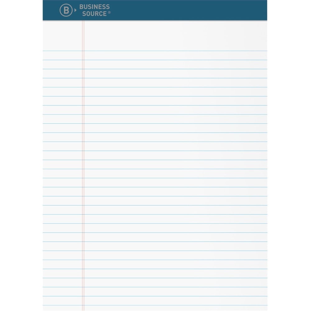 Business Source Premium Writing Pad, 2.50inH x 8.5inW x 11.8inL, White Paper, Tear Proof, Sturdy Back, Bleed-free, 1 Dozen MPN:03107