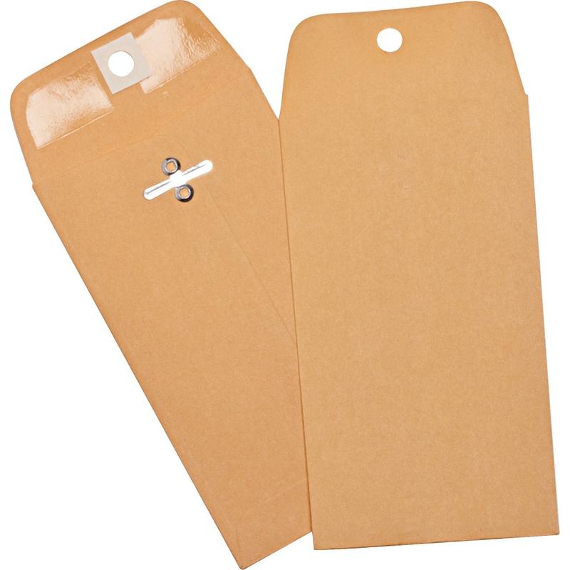 Business Source Heavy Duty Clasp Envelope - Clasp - 3 3/8in Width x 6in Length - 28 lb - Clasp - Brown Kraft - Kraft - 1 Box MPN:36669