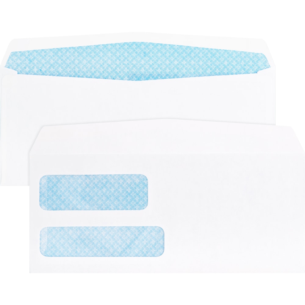 Business Source No. 9 Double Window Invoice Envelopes - Double Window - #9 - 8 7/8in Width x 3 7/8in Length - 24 lb - White - 500 / Box MPN:36680