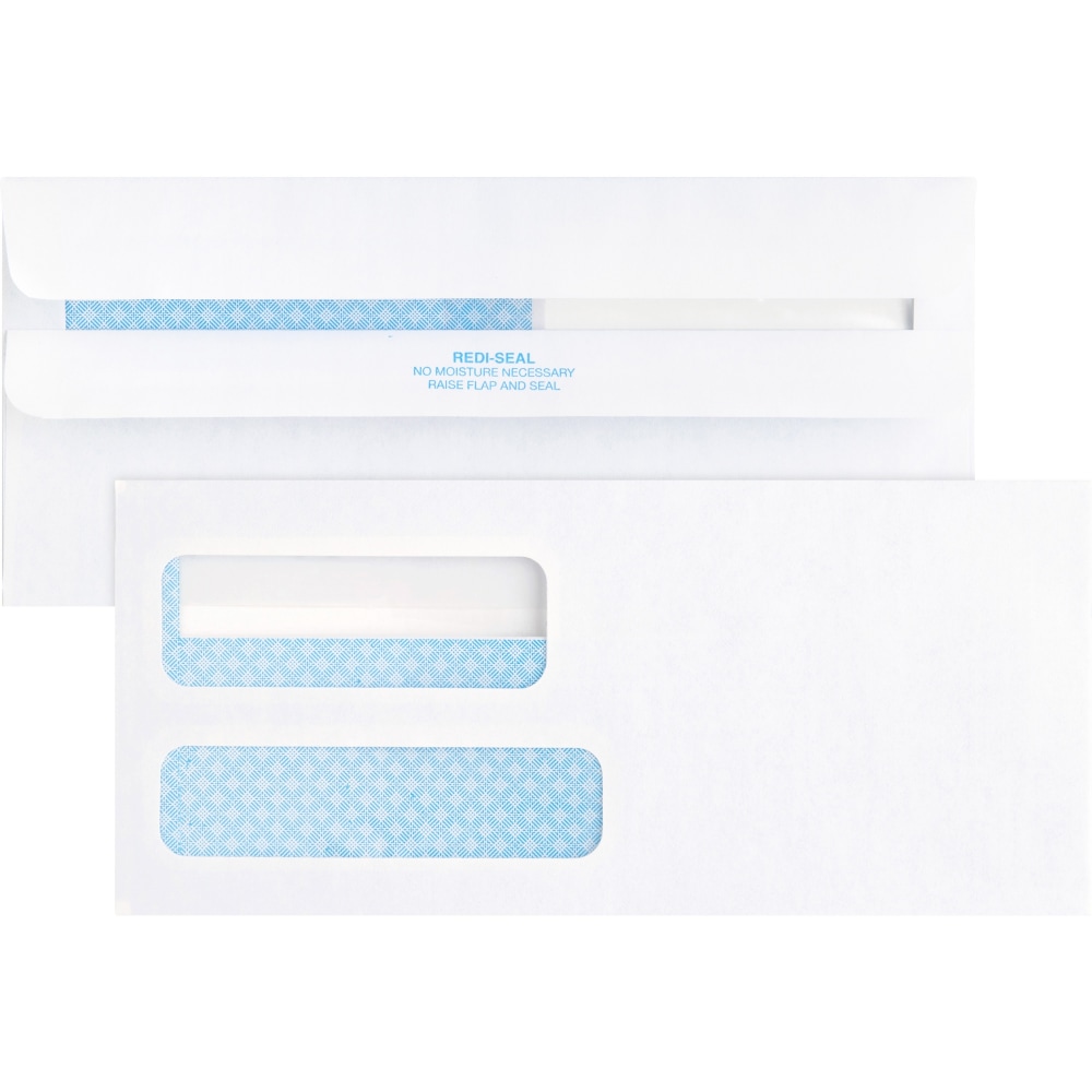 Business Source No. 9 Double Window Invoice Envelopes - Double Window - #9 - 8 7/8in Width x 3 7/8in Length - 24 lb - Self-sealing - White - 500 / Box MPN:36681