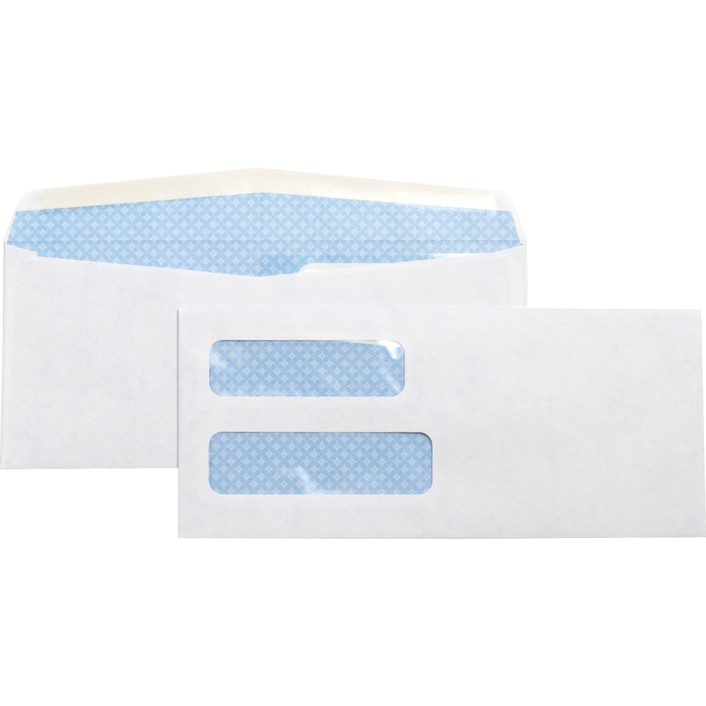 Business Source No. 10 Double-Window Invoice Envelopes - Double Window - #10 - 9 1/2inx 4 1/8in - 24 lb - Gummed - White - Wove - 500 / Box - 36694 MPN:36694