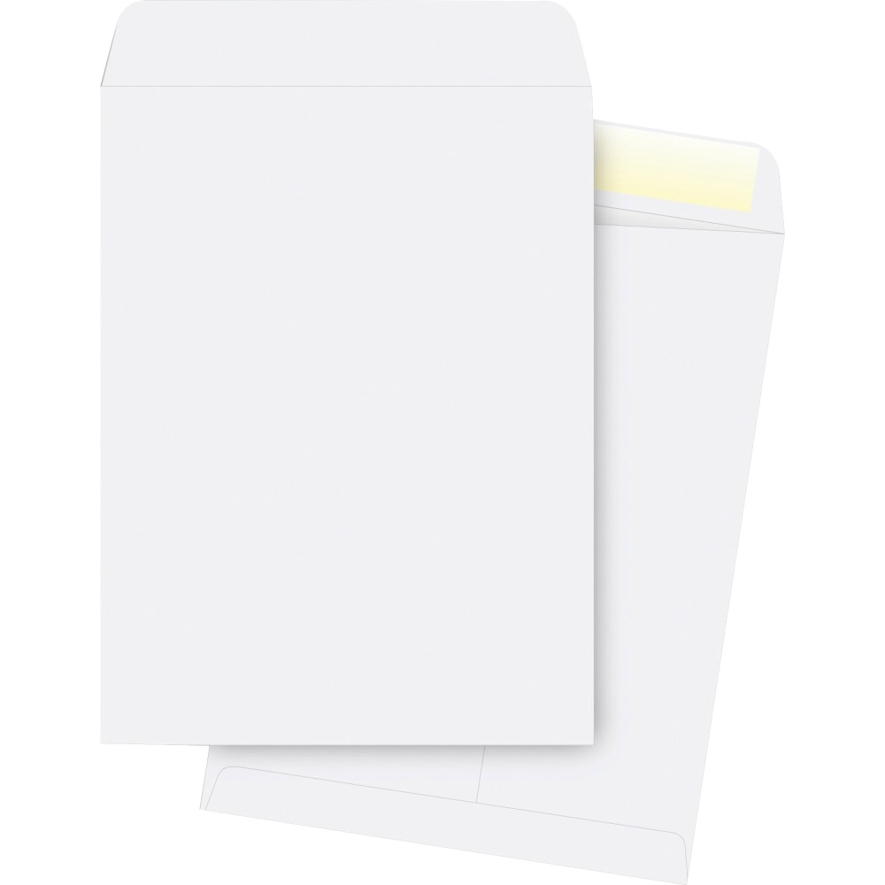 Business Source 28 lb. White Catalog Envelopes - Catalog - #13 1/2 - 10in Width x 13in Length - 28 lb - Gummed - White - Wove - 250 / Box MPN:42103