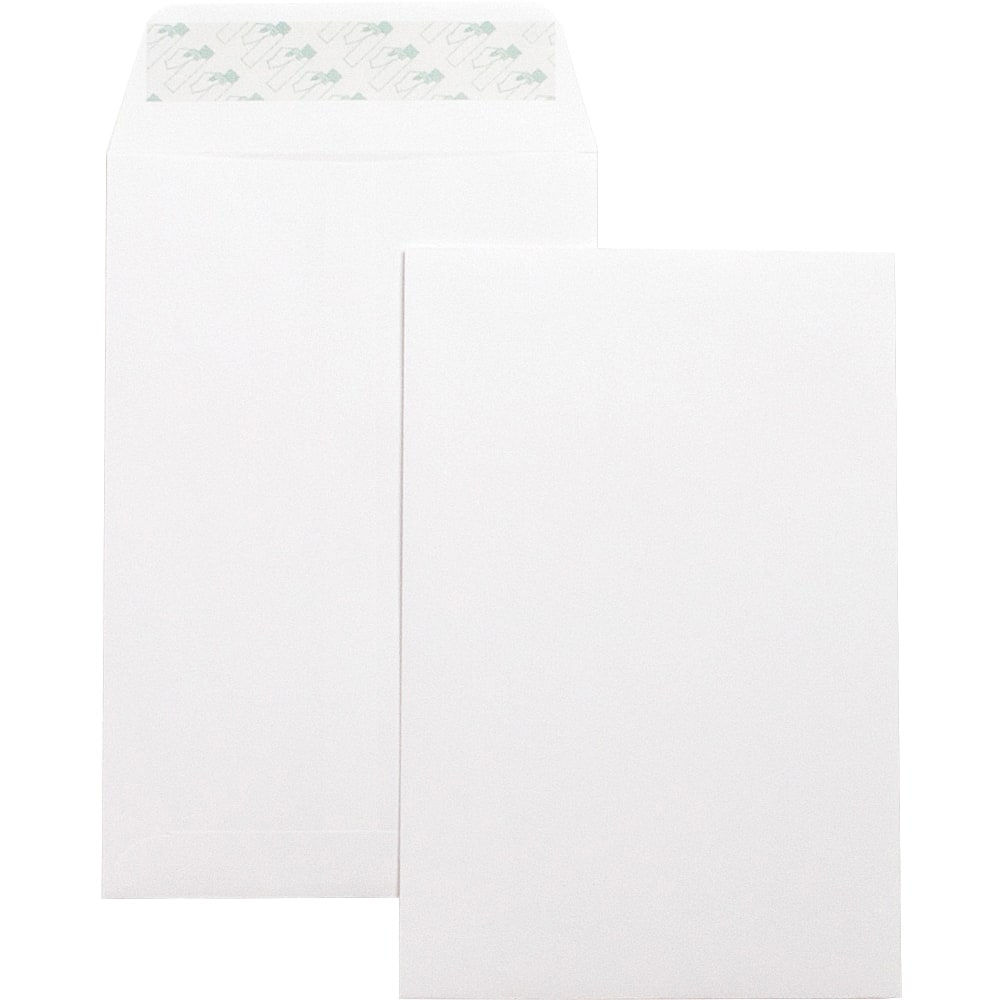 Business Source Self-Seal 6inx9in Catalog Envelopes - Catalog - 6in Width x 9in Length - 28 lb - Self-sealing - White - Wove - 100 / Box MPN:42122