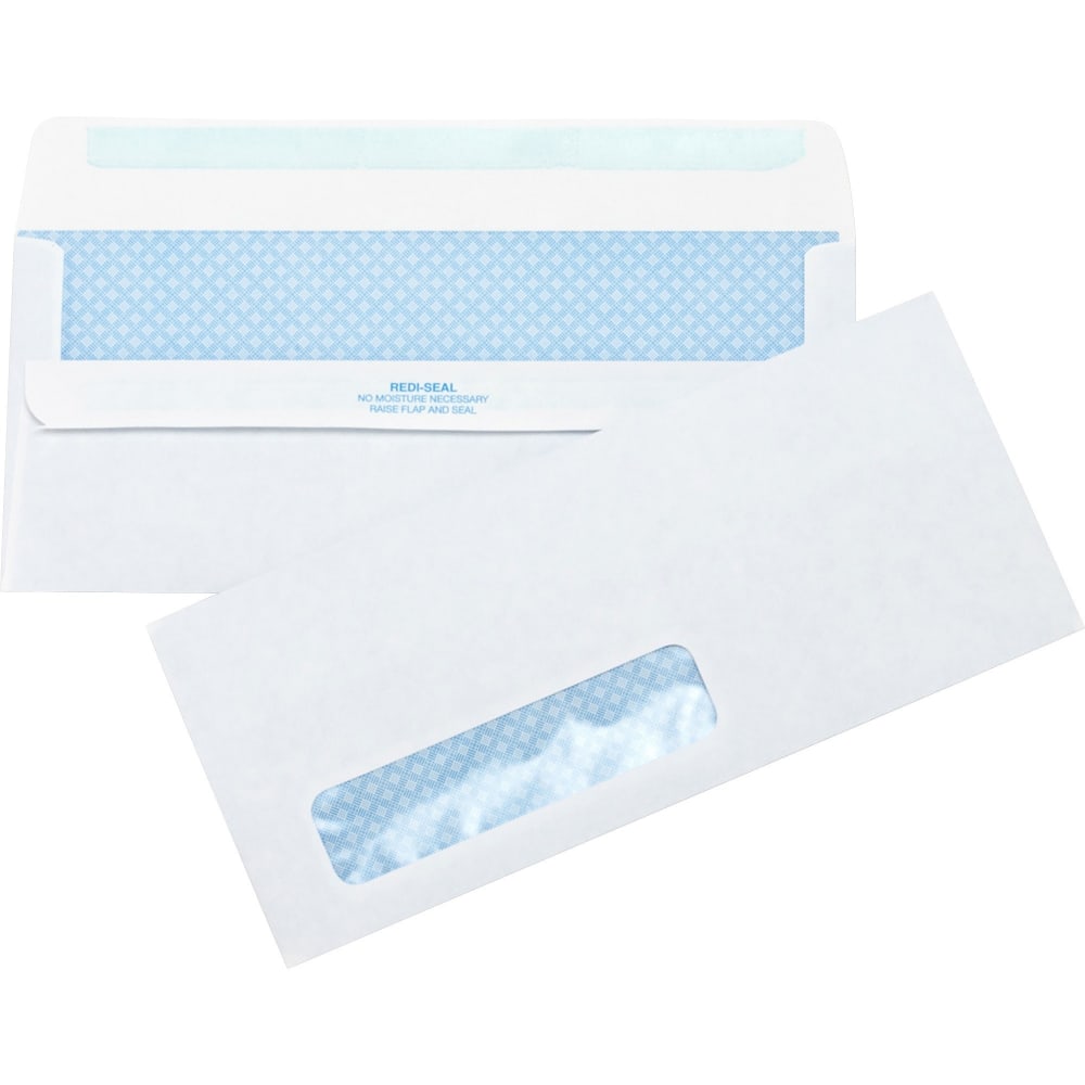 Business Source No.10 Standard Window Invoice Envelopes - Single Window - 9 1/2inx 4 1/2in - 24 lb - Self-sealing - White - Poly - 500 / Box - 42207 MPN:42207