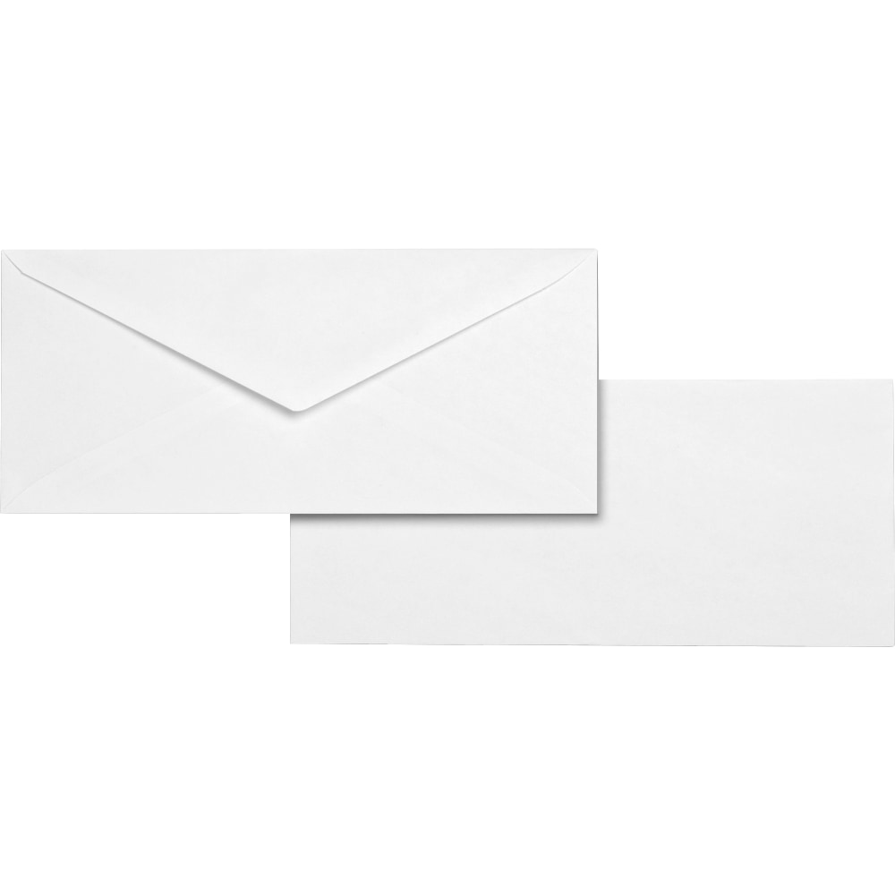 Business Source No. 10 White Wove V-Flap Business Envelopes - Business - #10 - 9 1/2inx 4 1/8in - 24 lb - Gummed - Wove - 500 / Box - White - 04467 MPN:04467