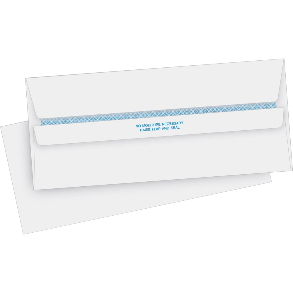 Business Source Regular Security Invoice Envelopes - Business - #10 - 4 1/8in Width x 9 1/2in Length - 24 lb - Self-sealing - White - 500 / Box MPN:04645